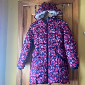 Lands’ End Girls Winter Fleece Lined Down Alternative ThermoPlume Coat sz:10-12